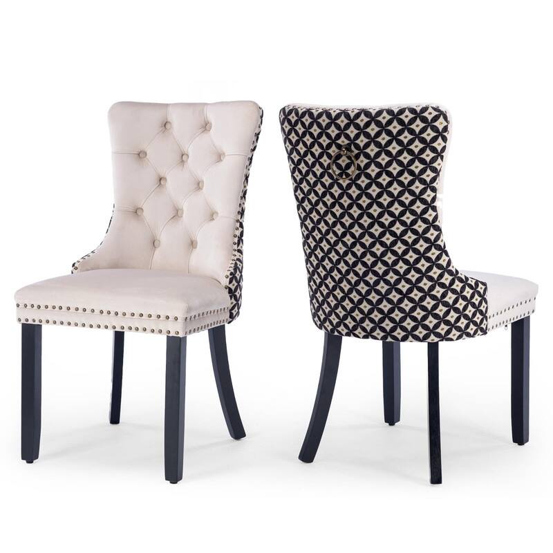 Tufted Naliheads Solid Wood Upholstered Dining Chairs (Set of 2)