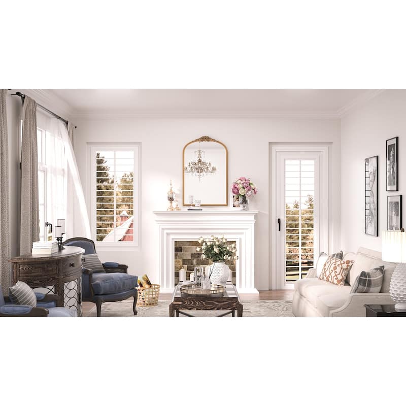 Keonjinn Art Decorative Accent Arched Wall Mirrors, Relief Frame, Antique Black/Gold