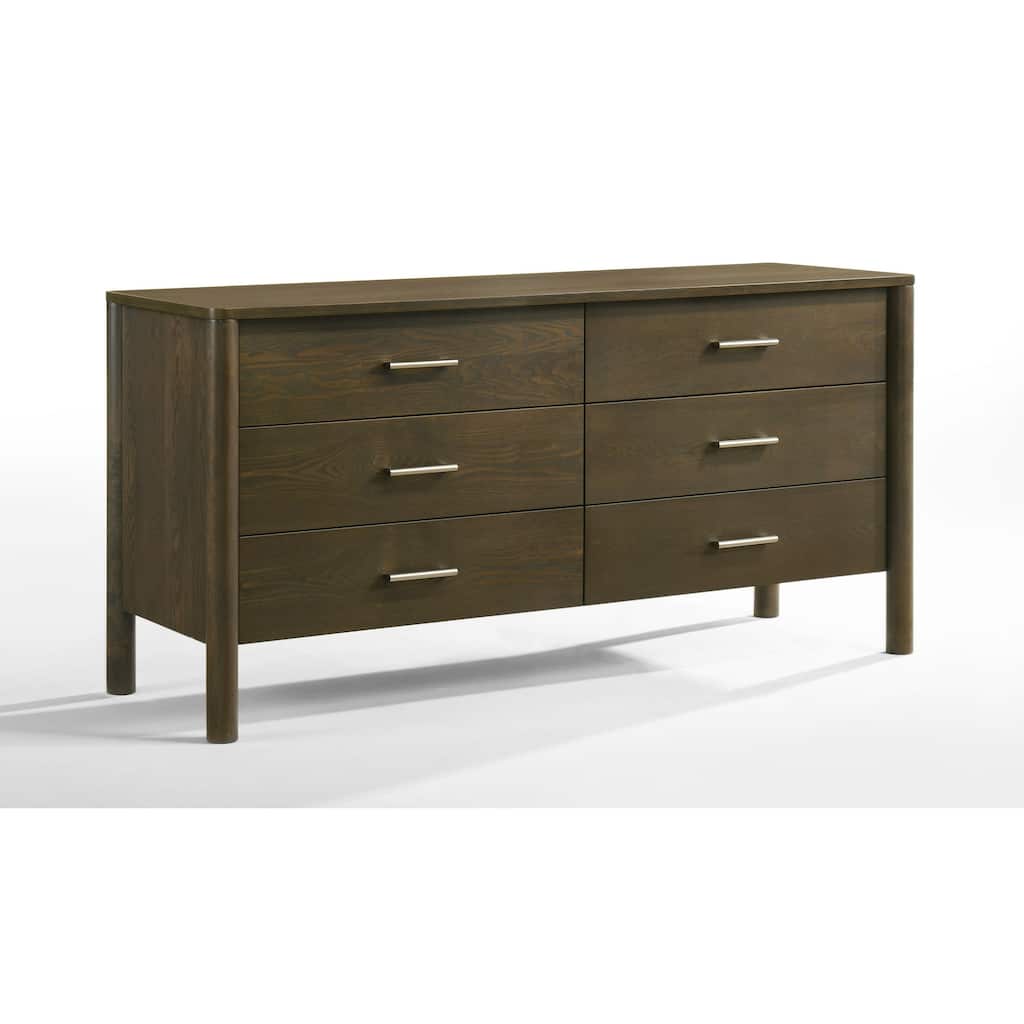 Cid Caro Wide Dresser, 6 Drawers, Wenge Brown Rubberwood