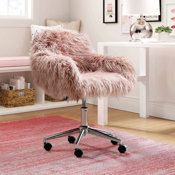Cute Fluffy Faux Fur Vanity Chair Height Adjustable Swivel Computer Office Chair Makeup Chair Bed Bath Beyond 35436814