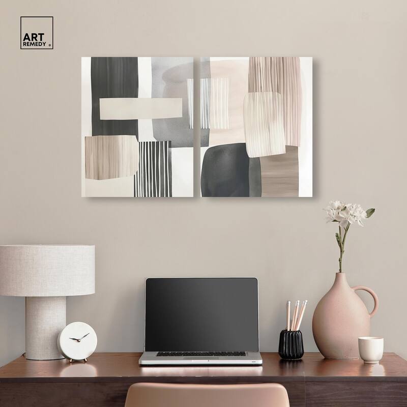 Floating Shapes II Canvas Set of 2 by Art Remedy, Gallery Wrapped