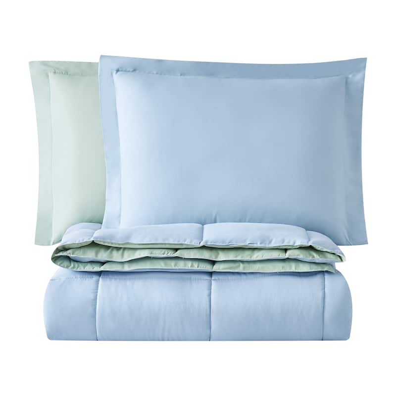 Truly Soft Everyday Reversible Down Alternative 3-Piece Comforter Set - Twin - Twin XL - Light Blue/Sage