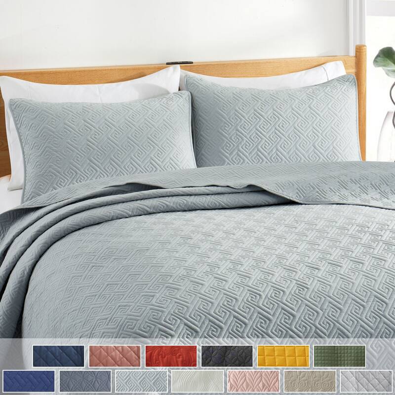 3-Piece Reversible Ultra Lighweight Coverlet Premium Microfiber Bedspread Quilt Set