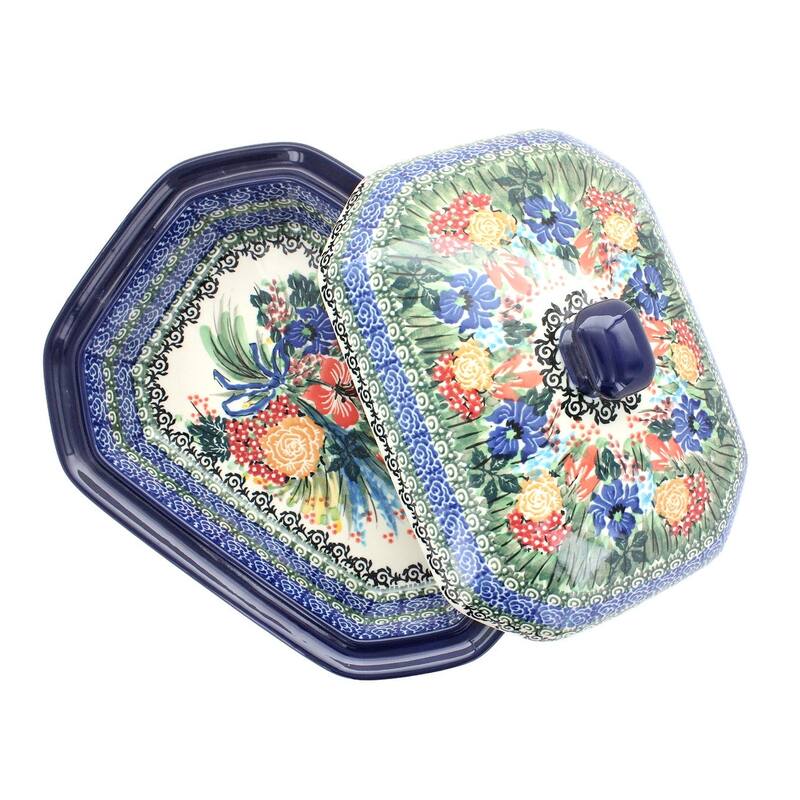 Blue Rose Polish Pottery 662 Ceramika Artystyczna Medium Covered Baker