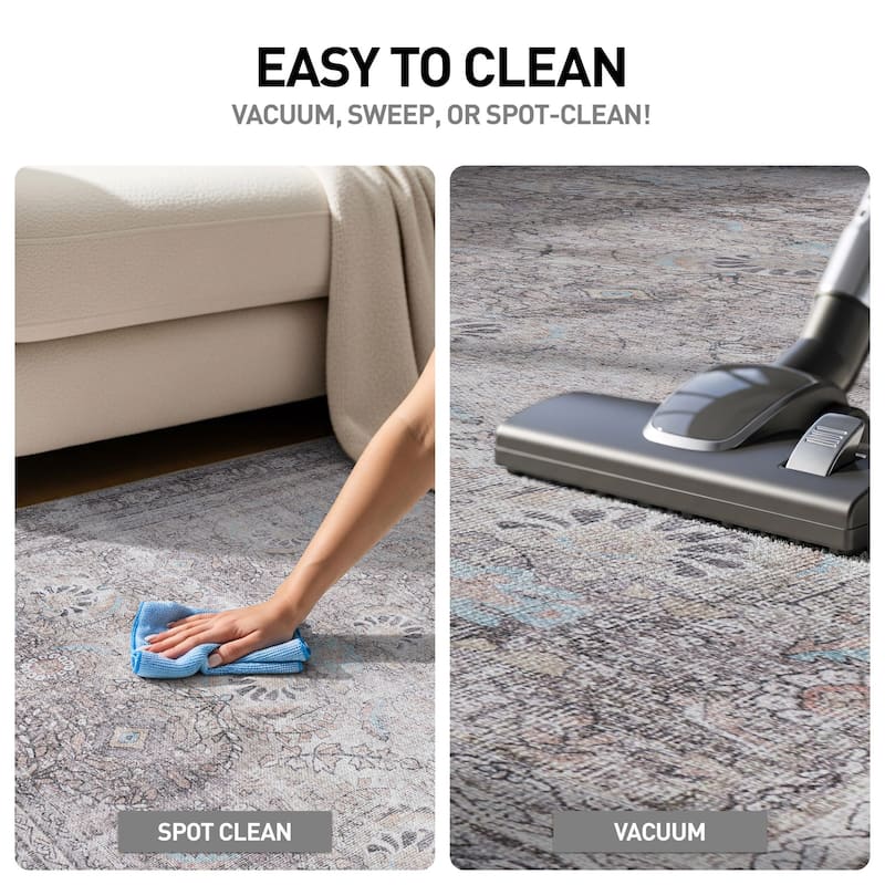 World Rug Gallery Vintage Inspired Machine Washable Non Slip Area Rug
