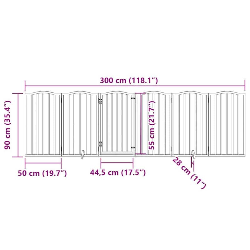 vidaXL Dog Gate Set of 6 Natural Poplar Poplar wood - 35.4 x 118.1 x 0.8