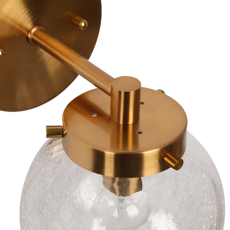 Modern 1-Light Gold Vantity Light Globe Glass Wall Sconces - L 5.5" x W 7.4" x H 8.7"