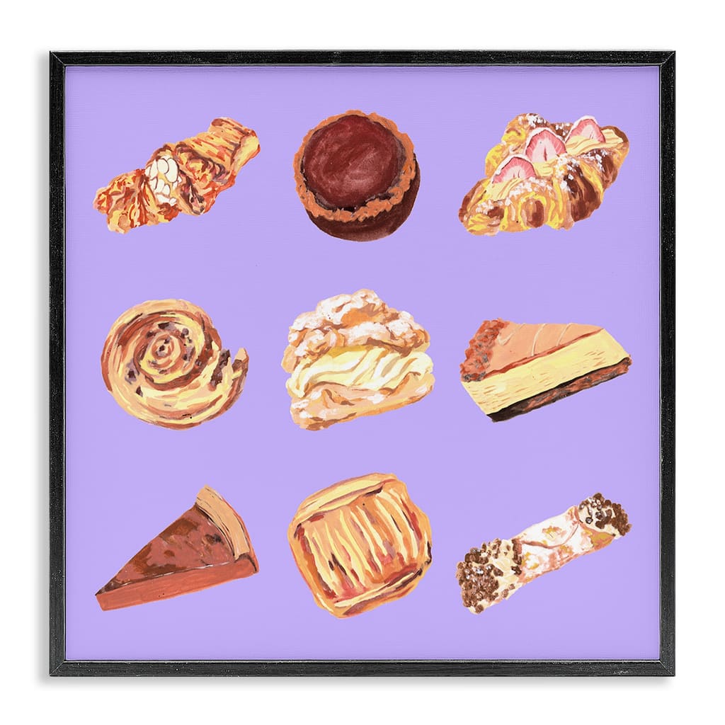 Stupell Delicious Pastries on Purple Framed Giclee Art Design By Melissa Wang