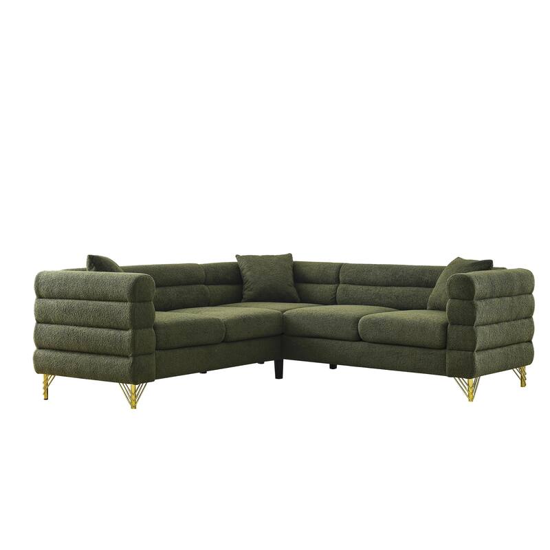Roomfitters Modern L-Shaped Sectional Sofa, 81.5" Oversized 5-Seater Couch with Channel Tufted Arms