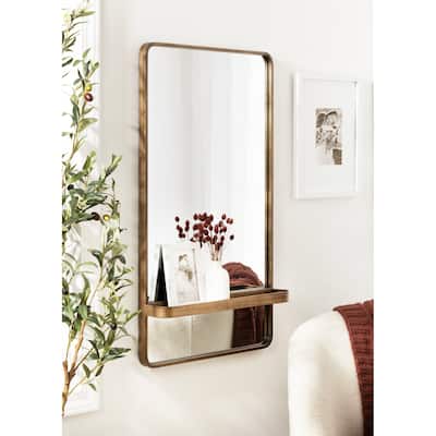 Kate and Laurel Estero Wall Rectangle Mirror with Shelf