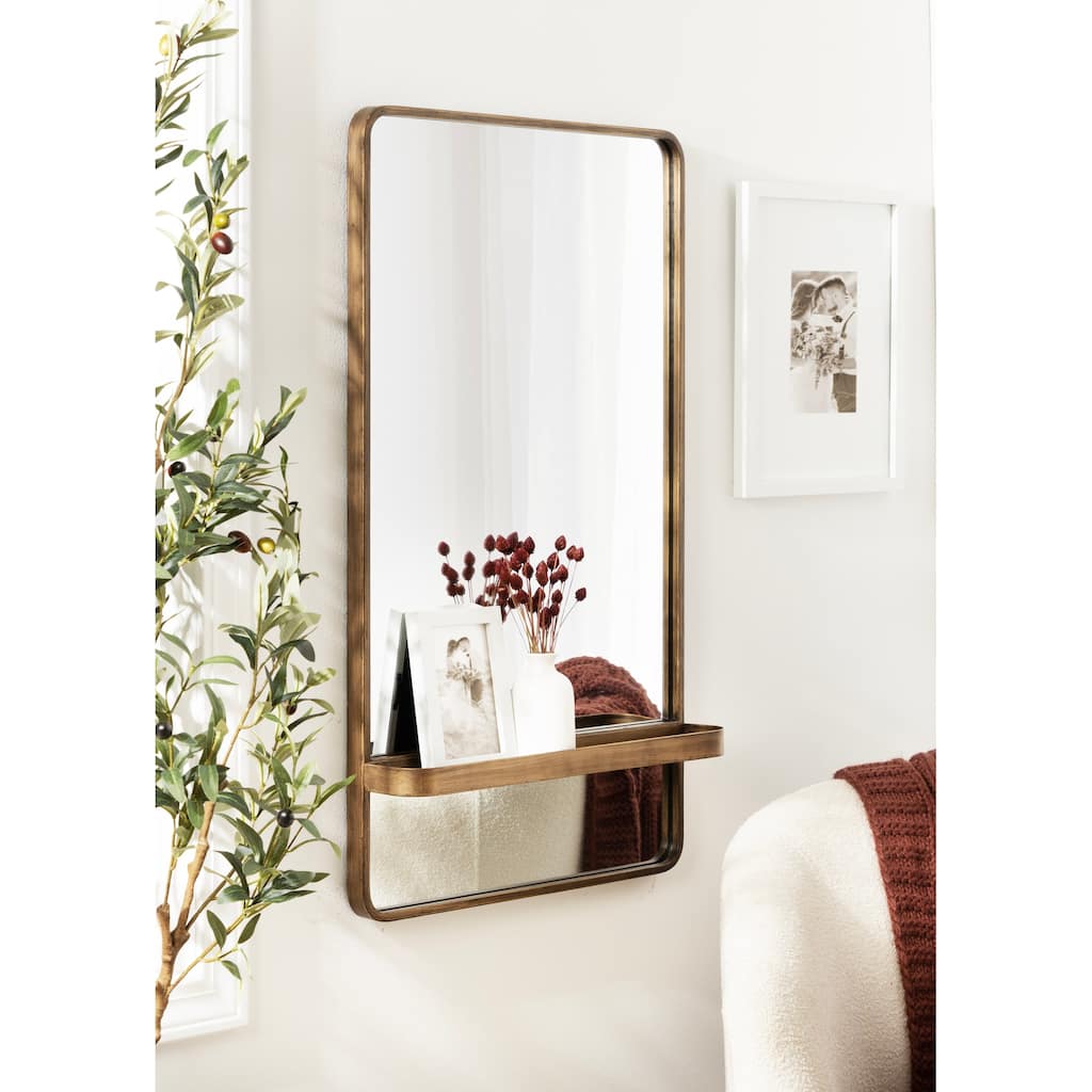 Kate and Laurel Estero Wall Rectangle Mirror with Shelf