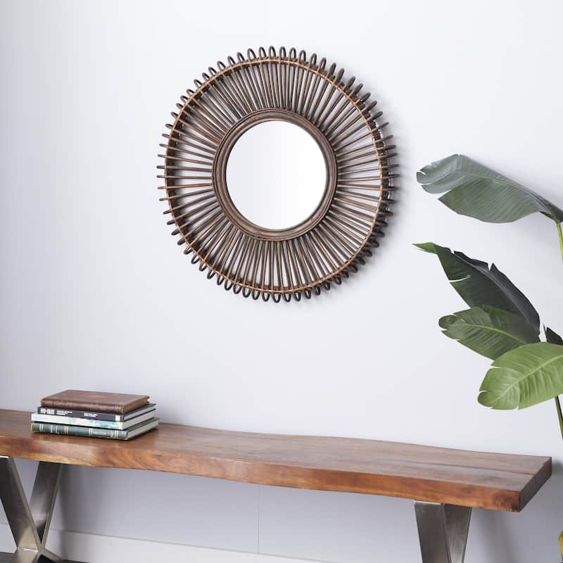 Wood Starburst Wall Mirror - Brown - Roche River Decor