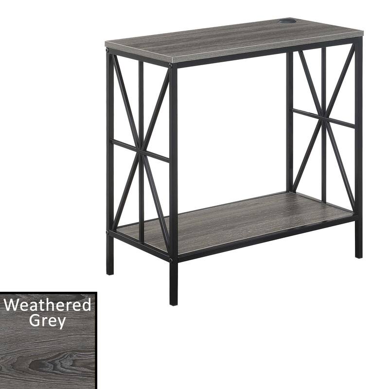 Convenience Concepts Tucson Starburst Chairside End Table with Charging Station and Shelf