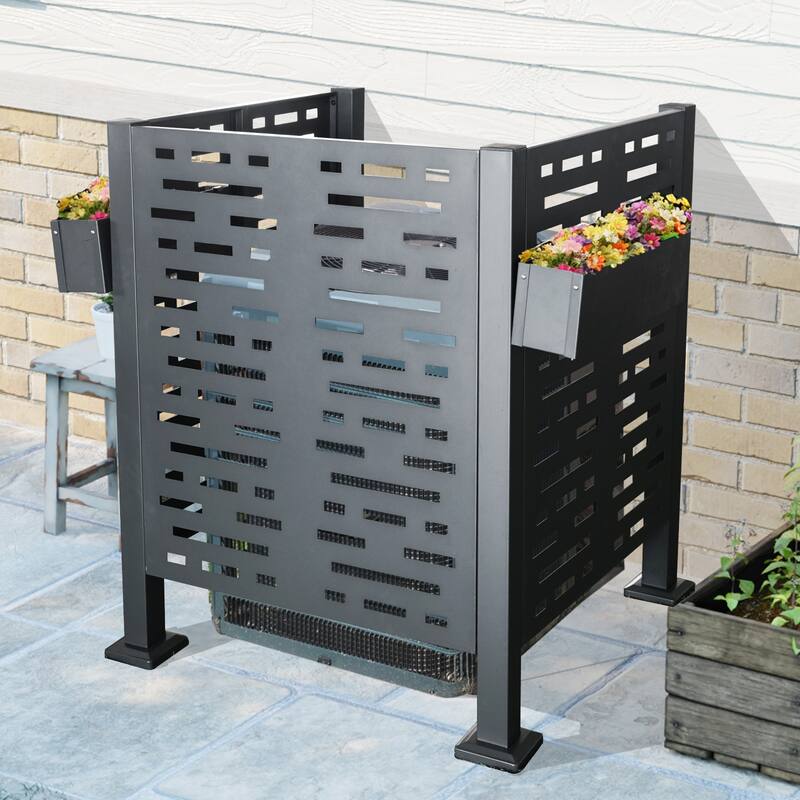 Metal Privacy Fence Cover for Outdoor Air Conditioner Units, Ideal for Concealing AC Units