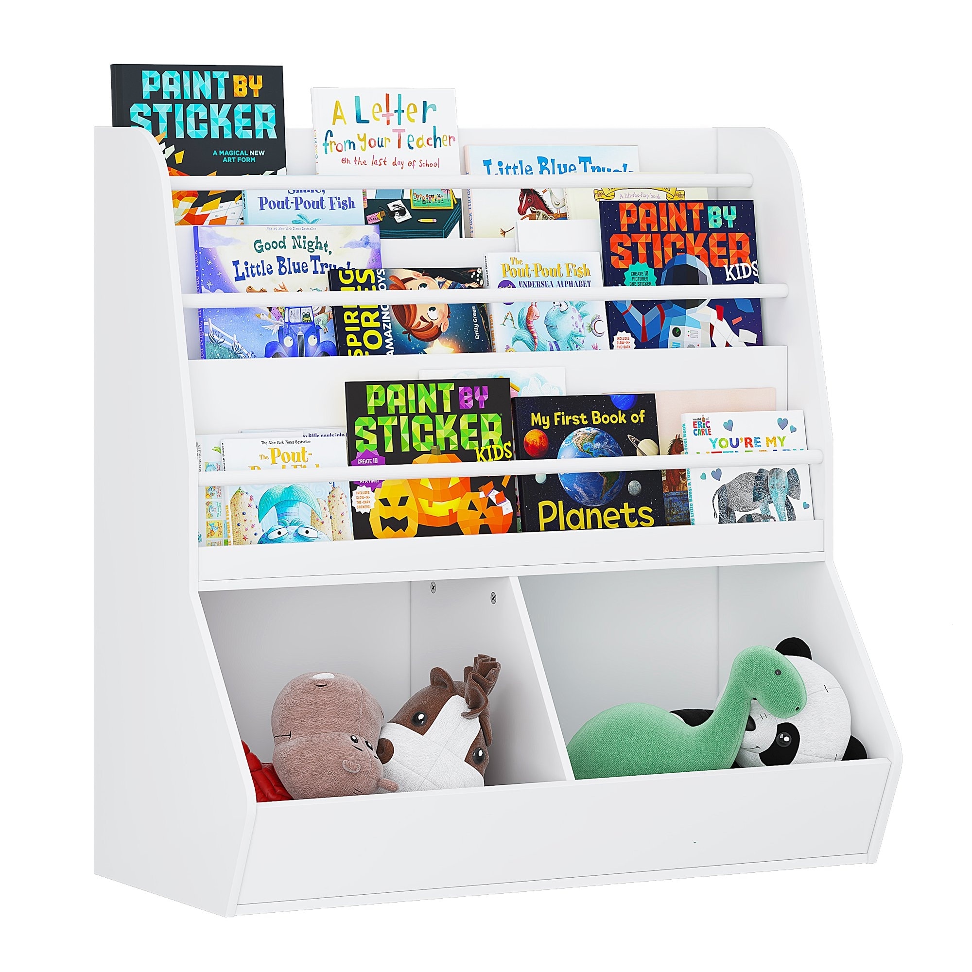 UTEX Kids Bookshelf, Wooden Toy Storage Organizer Holder 2