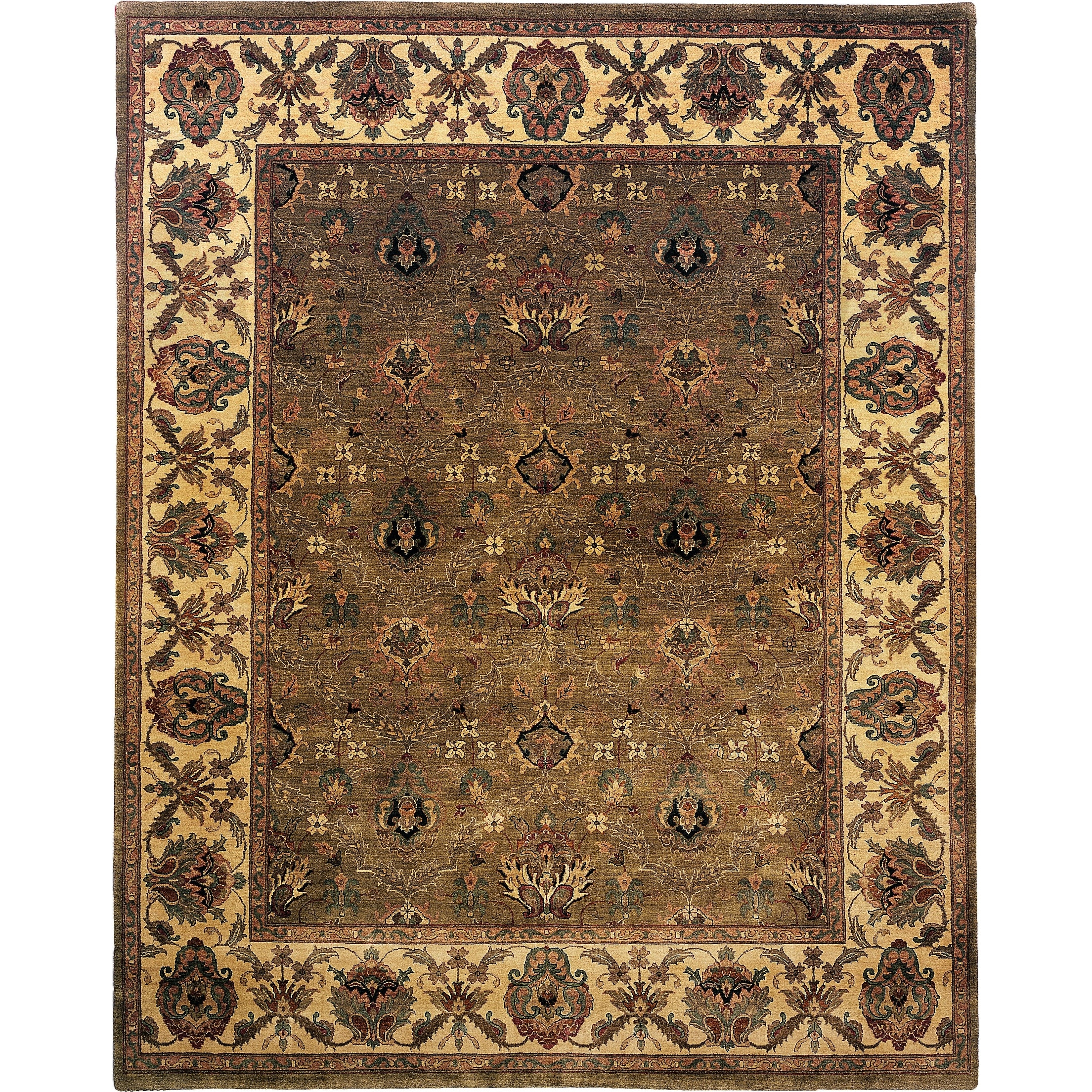 Moghul hand-knotted New Zealand Wool Light Green/Gold Area Rug