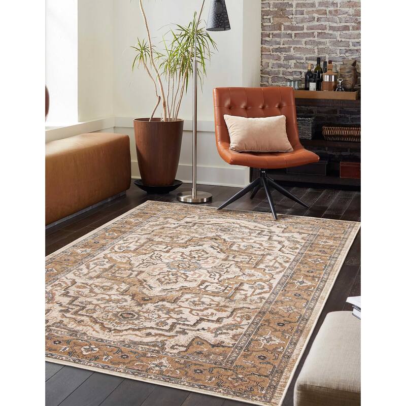 ECARPETGALLERY Machine Woven Stassie Ivory Area Rug