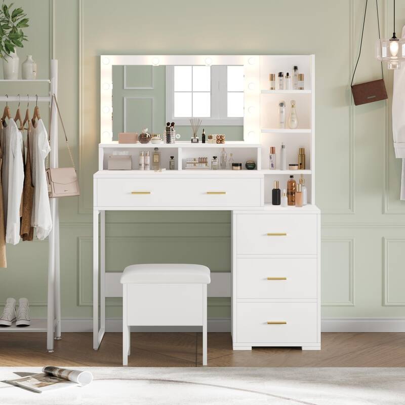 Makeup Vanity Desk with Mirror & 9 LED Light Bulbs