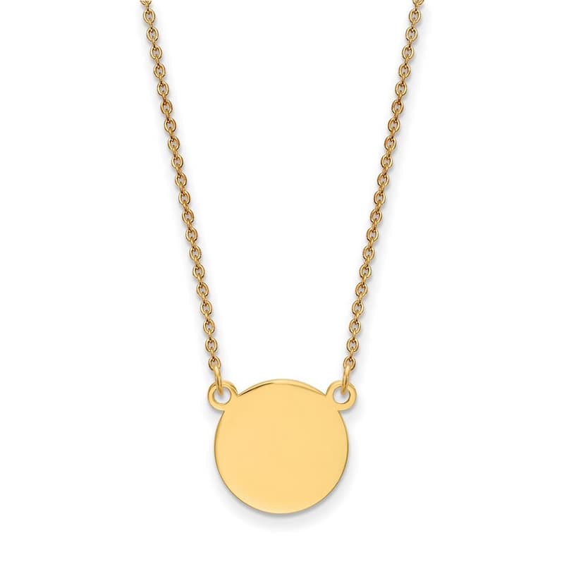 Curata 14k Yellow Gold .027 Gauge 12.5mm Circle Engravable Disc Necklace, 18"