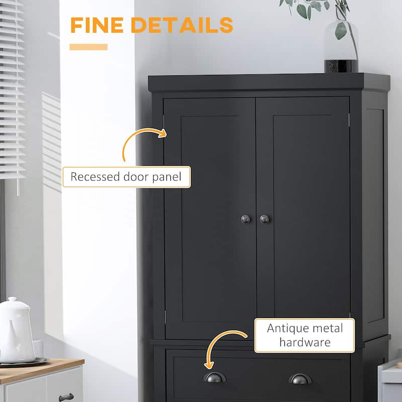 HOMCOM 72" Freestanding Kitchen Pantry Cabinet, Tall Storage Cabinet with 2 Door Cupboards, Drawer and Adjustable Shelves
