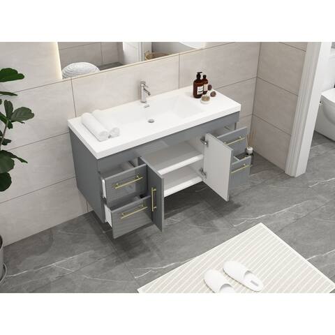 Elsa 48'' Wall Mounted Vanity with Reinforced Acrylic Sink