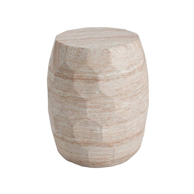 Outdoor Indoor Lightweight Concrete Side Table, Travertine Finish - 17.77