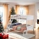 preview thumbnail 1 of 33, Twin over Full Bunk Bed with Angled Ladder & Convertible Design, White White