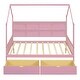 preview thumbnail 24 of 24, Pink Wooden Full Size House Bed with Two Drawers and Storage Shelf