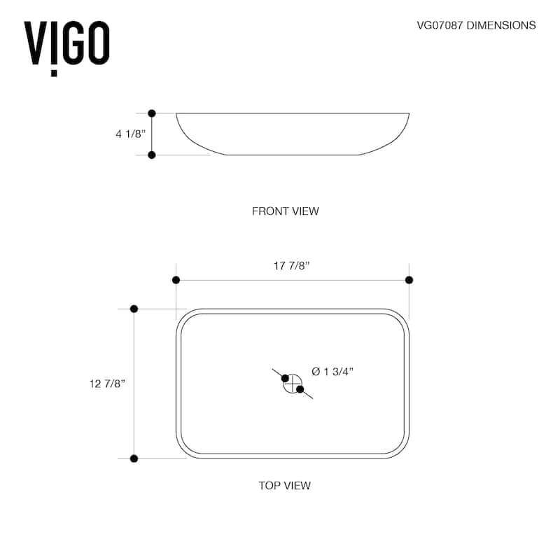 VIGO Donatello 18"L x 13"W x 4"H Glass Rectangular Vessel Bathroom Sink