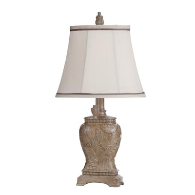 StyleCraft Champagne Ware Mini Accent Table Lamp - Beige Fabric Shade