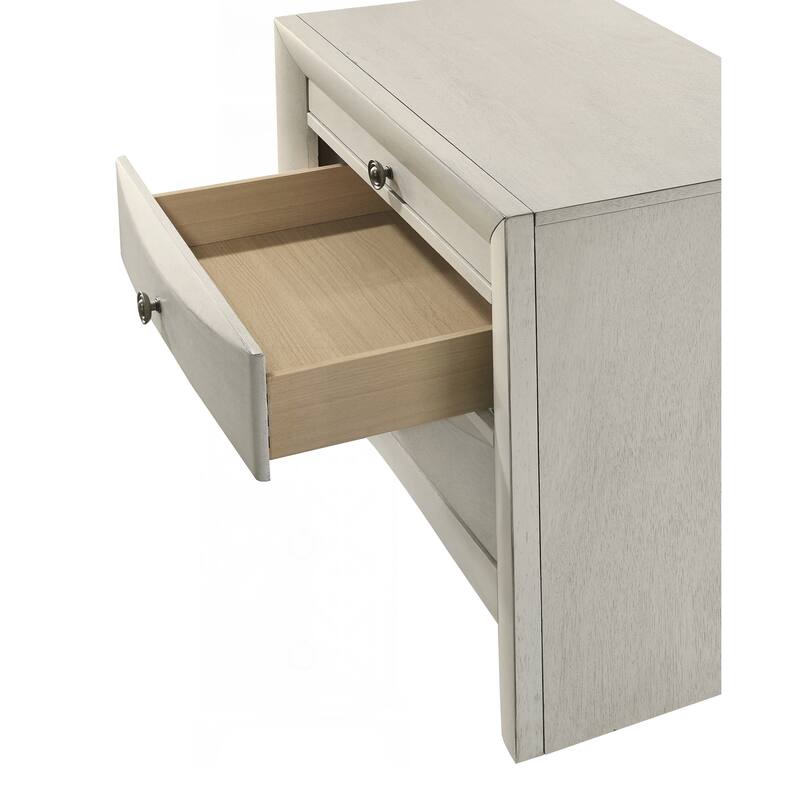 Charming Wooden Nightstand with Curved Drawer Fronts and Ample Storage