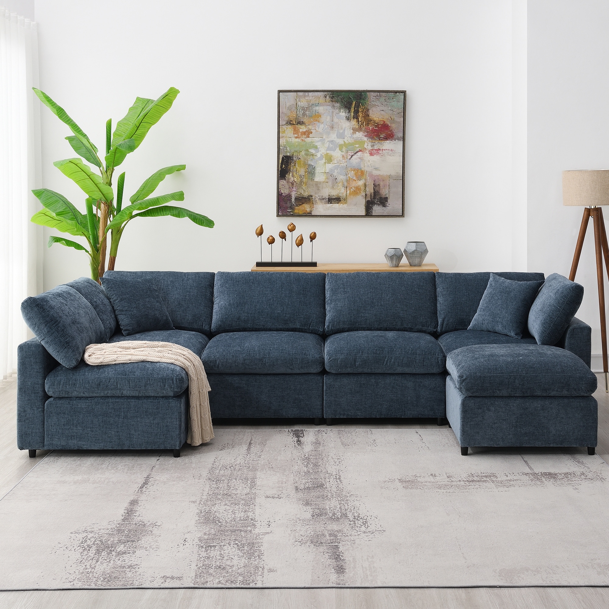 Dark Blue Sectional Sofa Convertible Chaise Sofa w Ottoman On Sale Bed Bath Beyond 41029127
