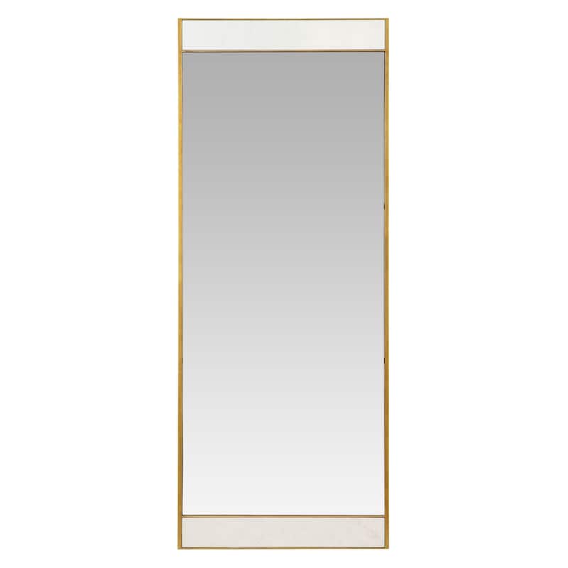 Lina Modern Floor Mirror Gold with Marble - 70"H x 28"W x 2"D