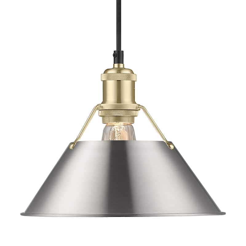 Yep by Golden Lighting Orwell 1-light 10in Pendant in Brushed Champagne Brass and Pewter shade - Gold