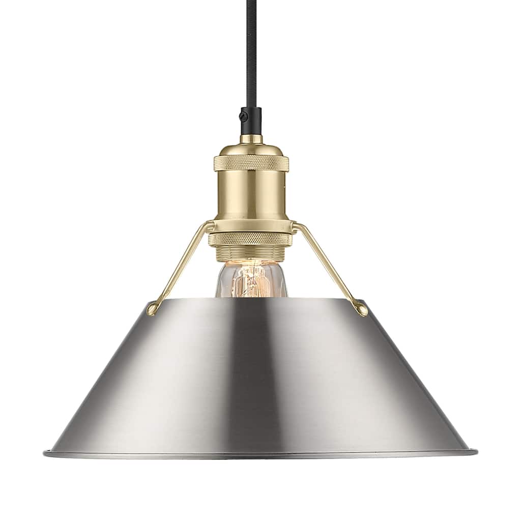 Yep by Golden Lighting Orwell 1-light 10in Pendant in Brushed Champagne Brass and Pewter shade - Gold