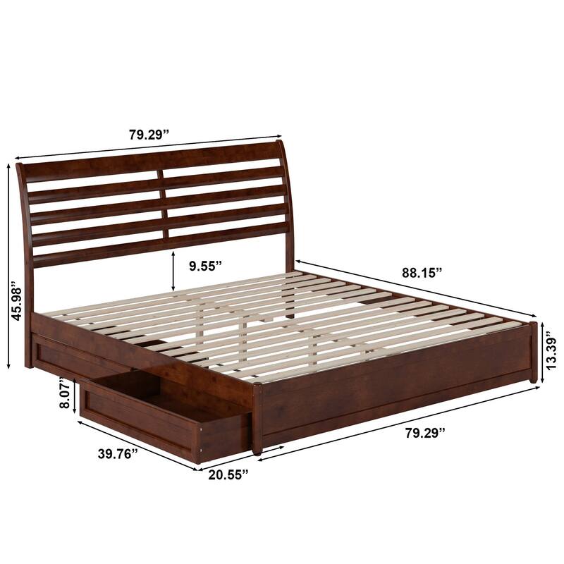 Emelie Platform Bed with Panel Footboard and Storage Drawers