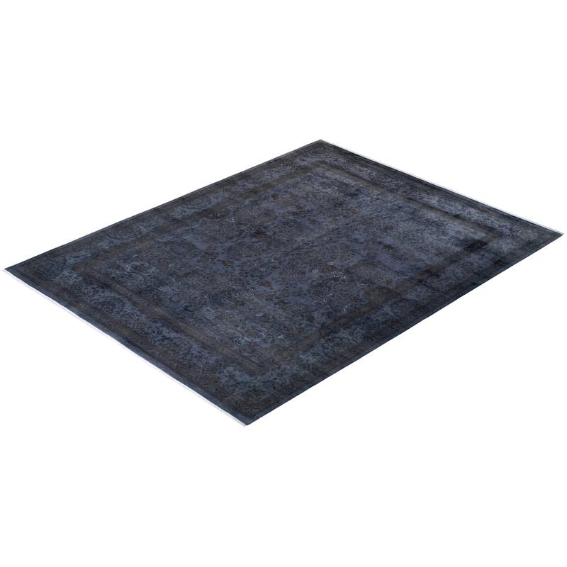 Overton Hand Knotted Wool Vintage Inspired Modern Contemporary Overdyed Gray Area Rug - 8' 2" x 10' 5"