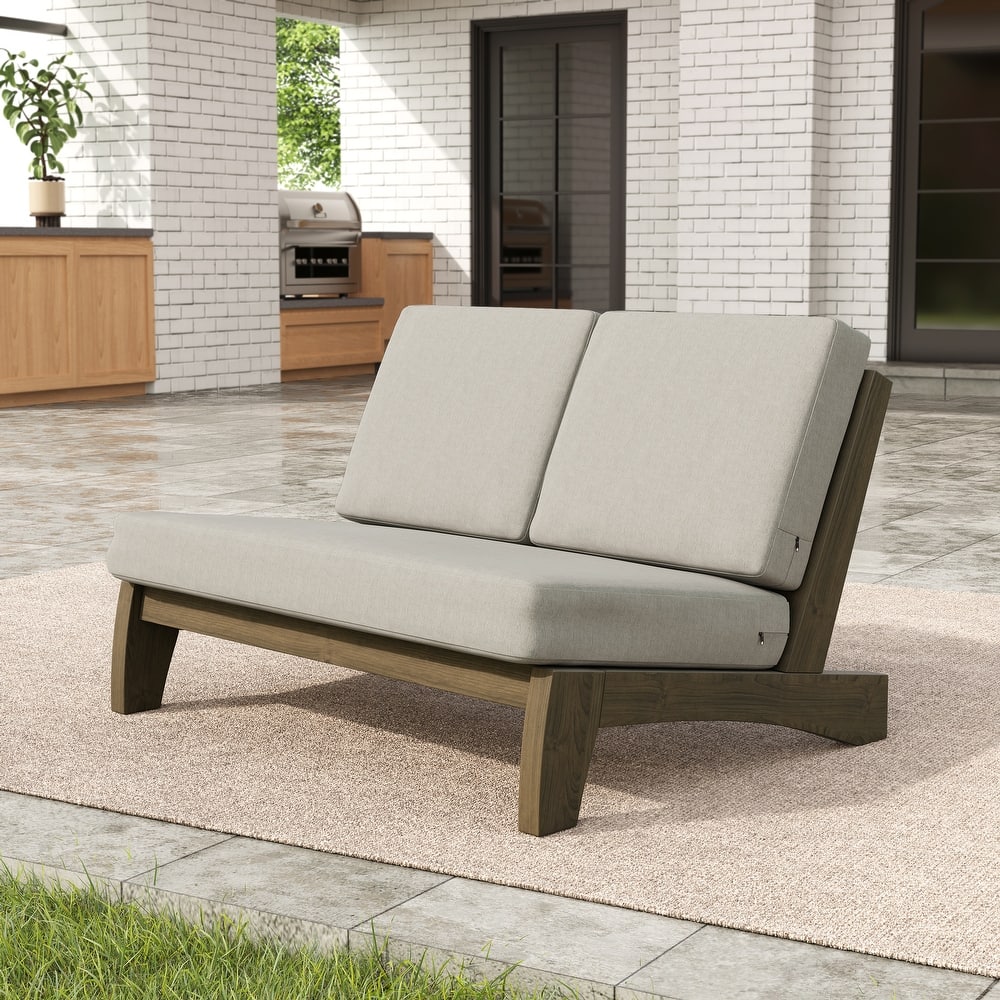 Outdoor Acacia Club Chair Set Loveseate with Weather-Resistant Cushions