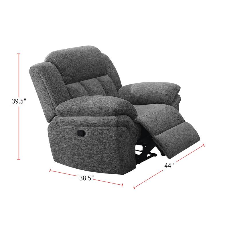 Upholstered Glider Recliner in Charcoal
