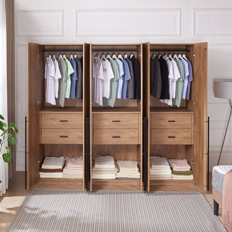 Manhattan Comfort Lee Modern 2.0 Freestanding Wardrobe Closet Armoire Set of 3