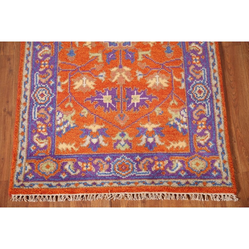 Heriz-Serapi Oriental Accent Rug Handmade Grey Wool Carpet - 3'0"x 4'11"