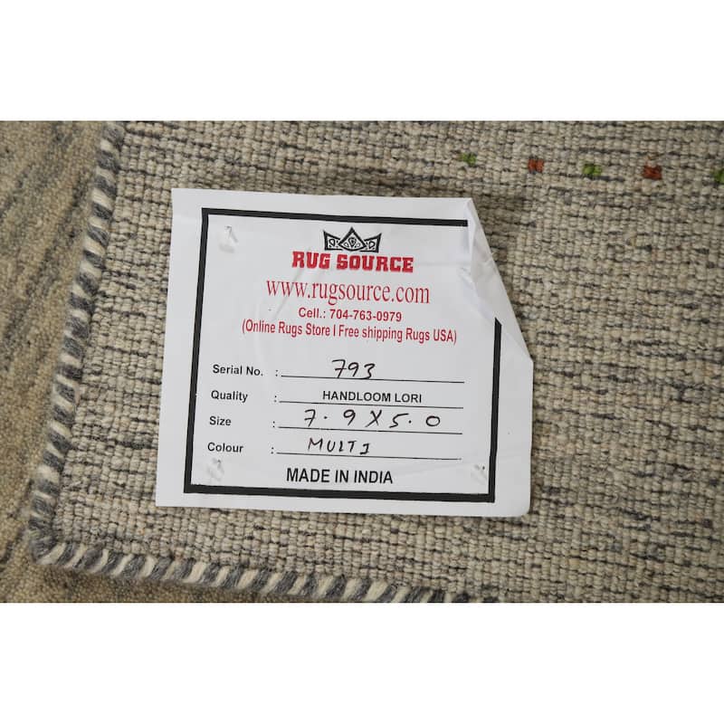 Hand Knotted Oriental 100% Wool Carpet Tribal Animal Pictorial Beige & Ivories Gabbeh Area Rug - 7' 9'' X 5' 0''