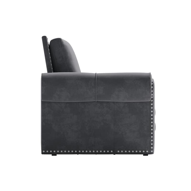93.7"Velvet 3-Seater Sleeper Sofa 3-in-1 with Rolled Arms & Nailhead Trim