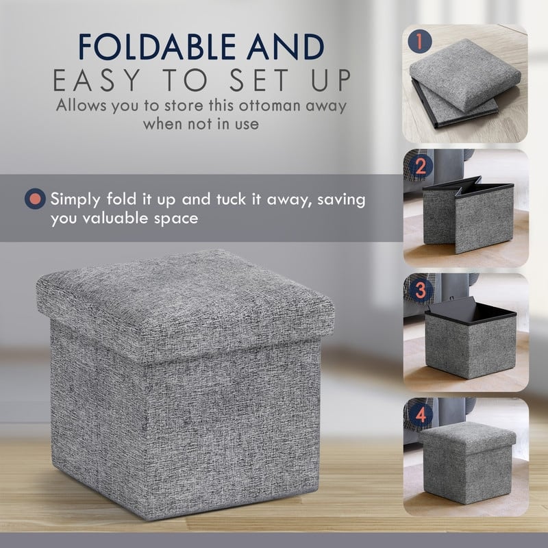 2 Pack Small Foldable Square Storage Ottoman Cube