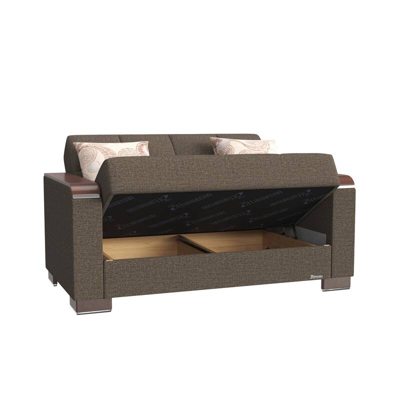 Collection Upholstered Convertible Loveseat With Storage - Brown-1