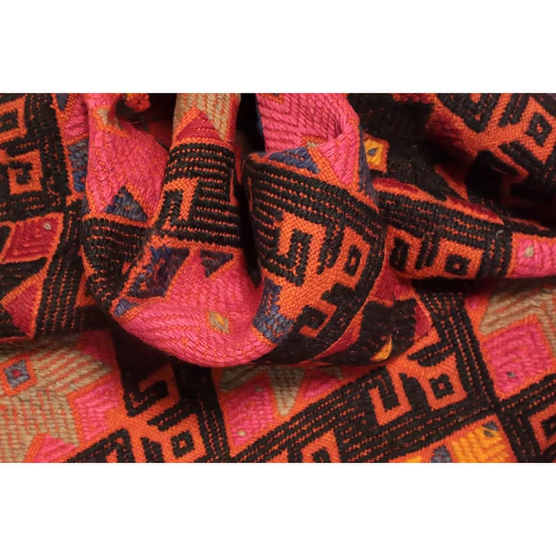 Hand Woven Oriental 100% Wool Carpet Southwestern Tribal Black Kilim Area Rug - 6' 10'' X 4' 2''
