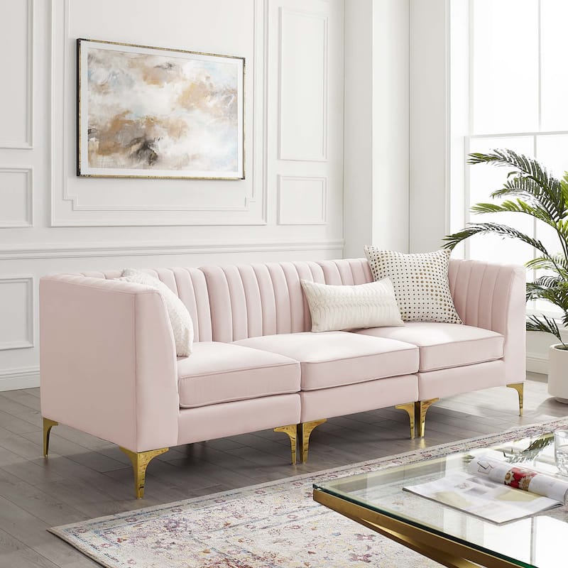 Triumph Channel Tufted Performance Velvet 3-Seater Sofa