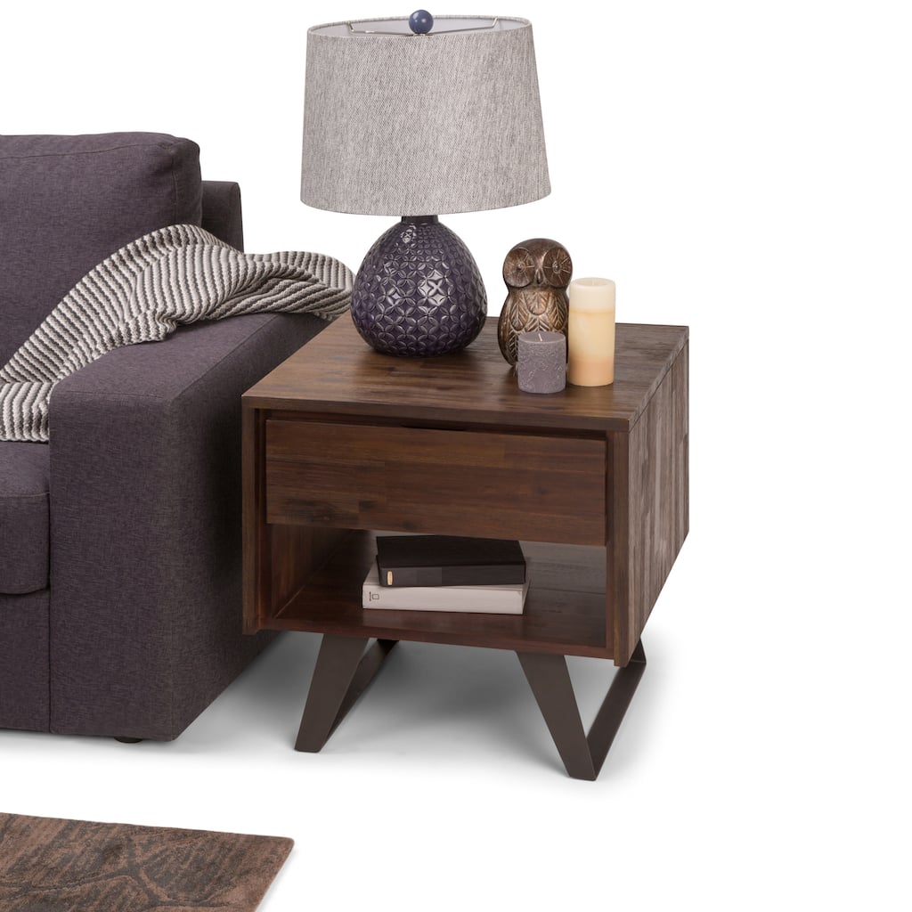 WYNDENHALL Mitchell SOLID WOOD / Metal 22 inch wide Square Modern Industrial End Table - 22 W x 22 D x 22 H