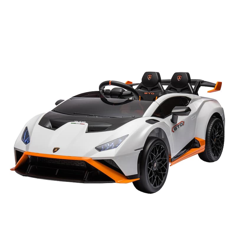 Lamborghini children's electric four-wheel four-wheel drive with remote baby seating toy car - White