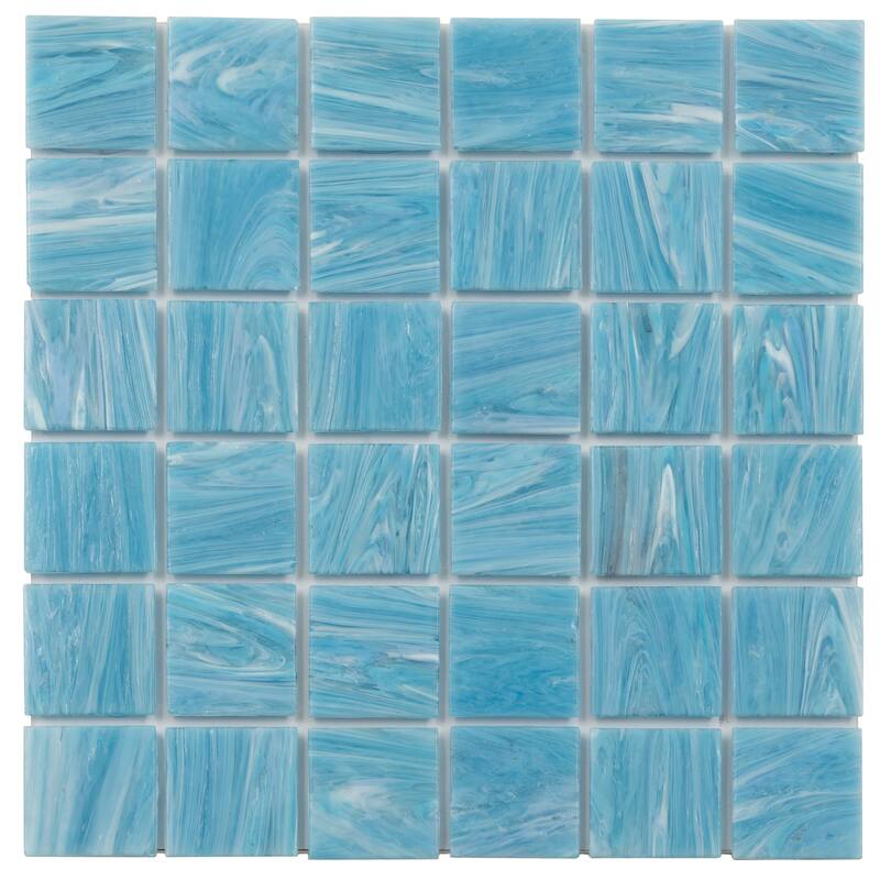 Apollo tile 12" x 12" Celestial Glossy Sky Blue Glass Tile (10 sq ft/case) - 10 Pack